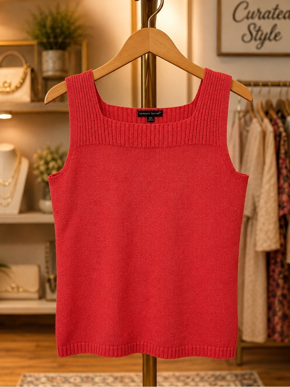 Carolyn Taylor Coral Knit Tank Size Small